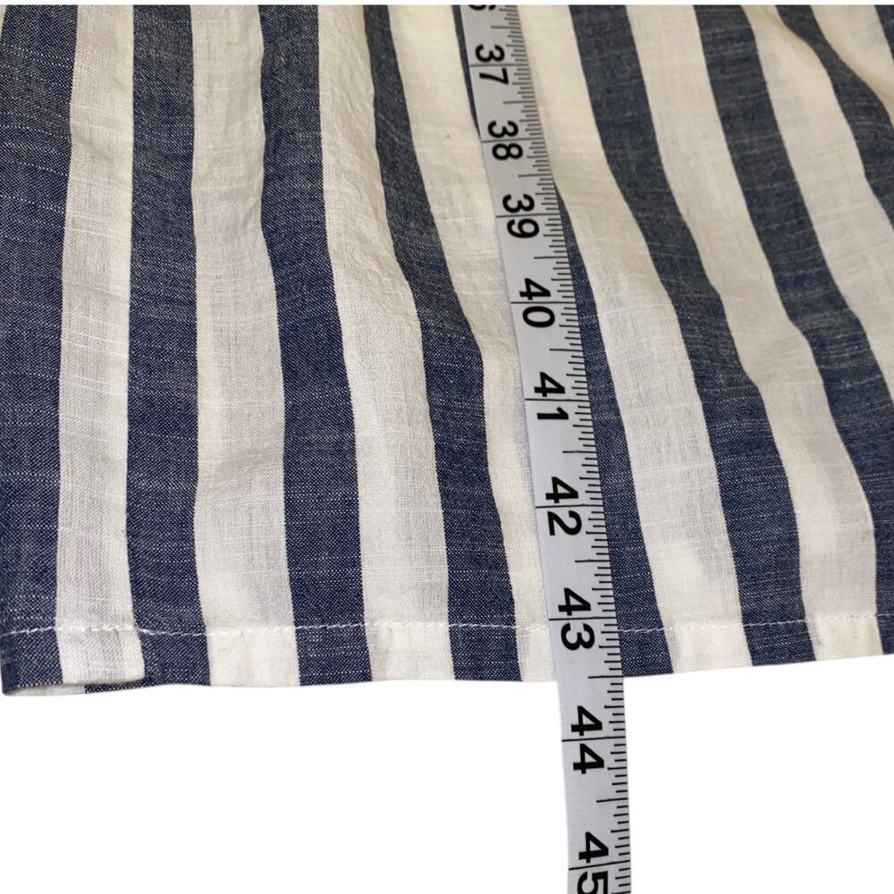 Women's Blue and White Stripe Bow Cut Out 100% Cotton A-Lined Dress - Picture 8 of 11